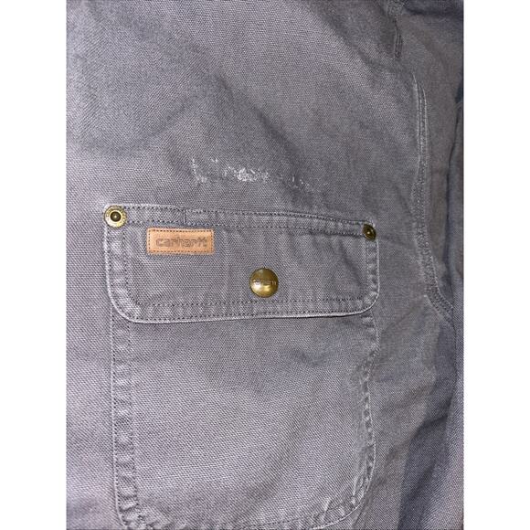Carhartt Mens Large Gray Canvas Jacket Rugged Flex Fit Fleece-Lined Shirt - Picture 7 of 12